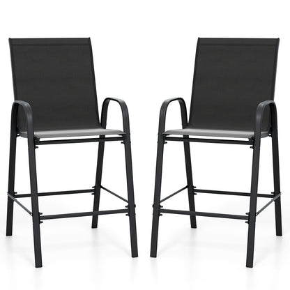 Outdoor Bar Stools Set of 2 29 Inch Fabric Bar Height Stools with Armrests