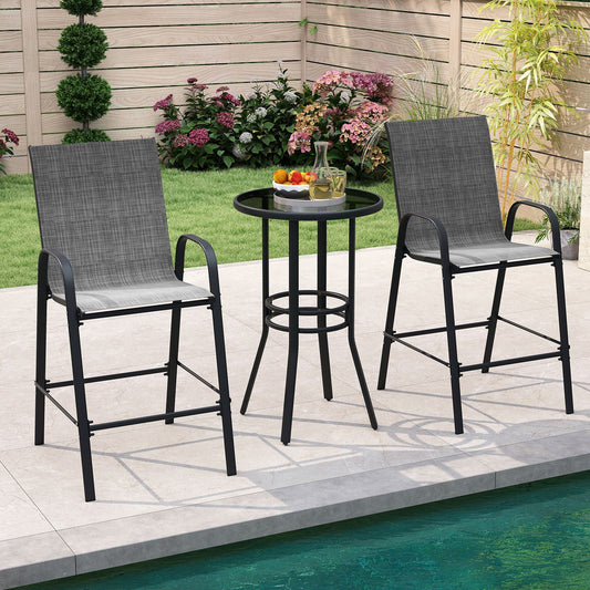 Outdoor Bar Stools Set of 2 29 Inch Fabric Bar Height Stools with Armrests - Tampa Home & Garden Store