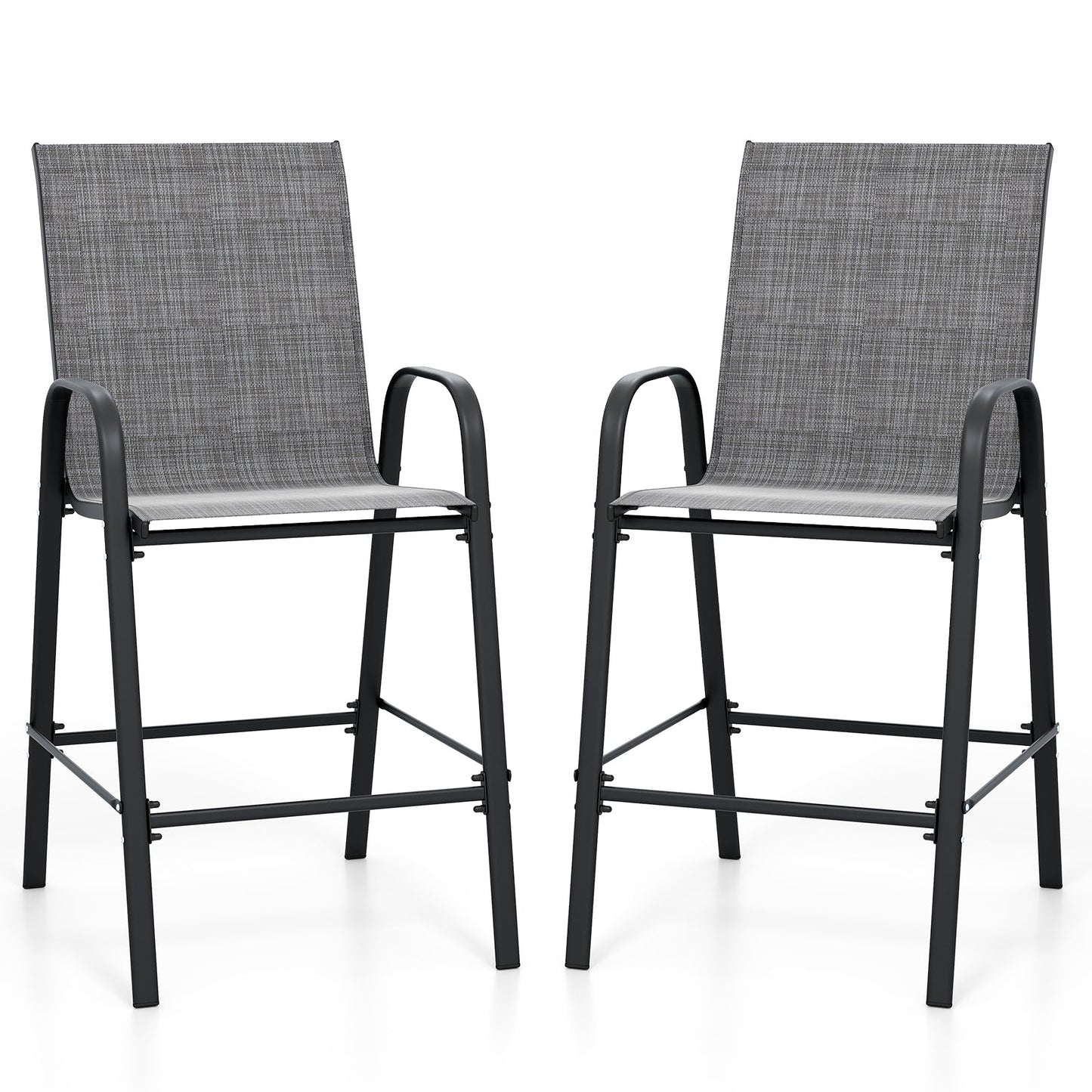 Outdoor Bar Stools Set of 2 29 Inch Fabric Bar Height Stools with Armrests