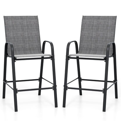 Outdoor Bar Stools Set of 2 29 Inch Fabric Bar Height Stools with Armrests