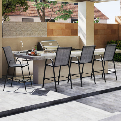 Outdoor Bar Stools Set of 2 29 Inch Fabric Bar Height Stools with Armrests