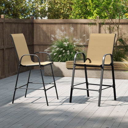 Outdoor Bar Stools Set of 2 29 Inch Fabric Bar Height Stools with Armrests