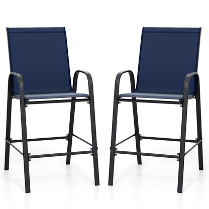 Outdoor Bar Stools Set of 2 29 Inch Fabric Bar Height Stools with Armrests