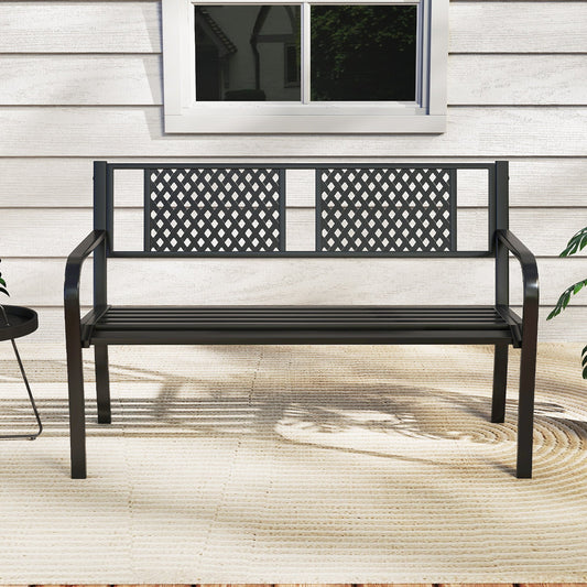 Outdoor Bench Metal Loveseat Patio Bench for 2-3-Person-Black - Tampa Home & Garden Store