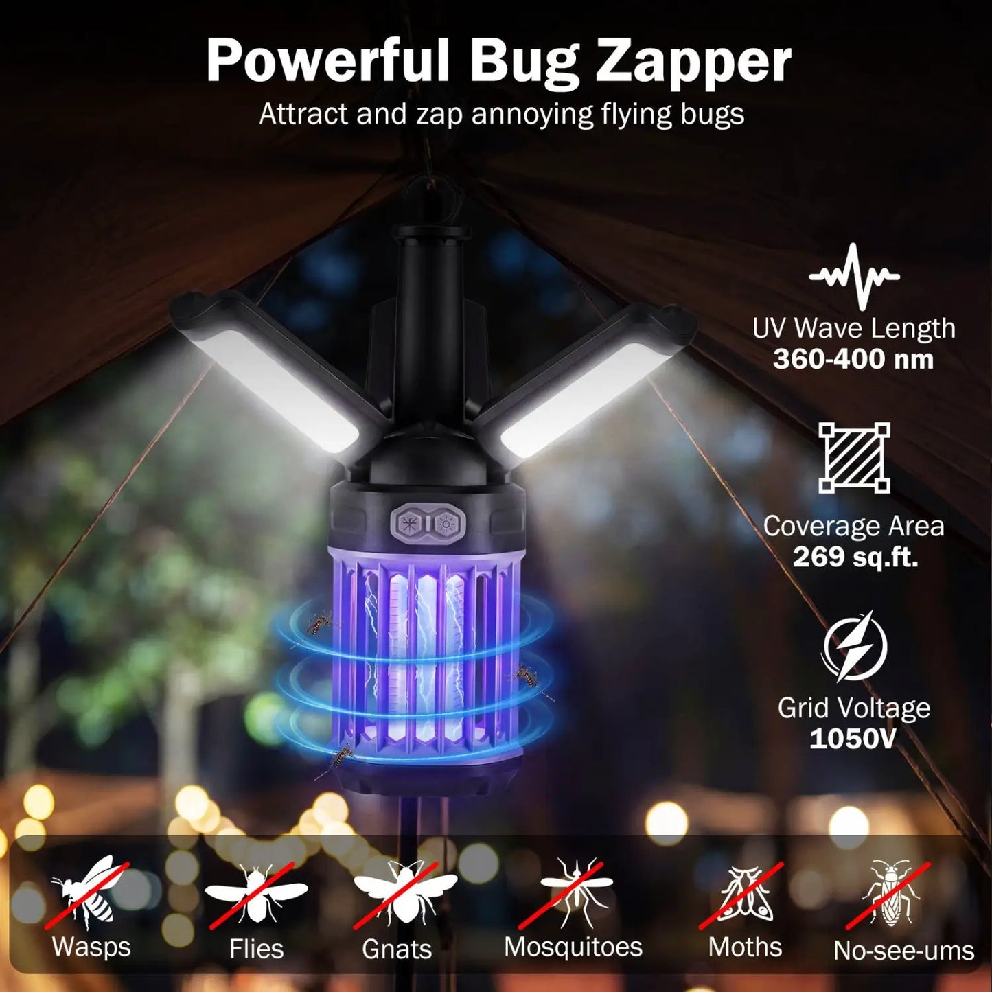 Outdoor Bug Zapper and Foldable Camping Lantern