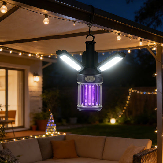 GemGear outdoor bug zapper with foldable camping lantern USB-C rechargeable purple UV light on Tampa Home & Garden Store