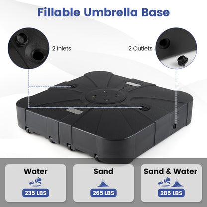 Outdoor Cantilever Umbrella Base Square Water and Sand Fillable Base