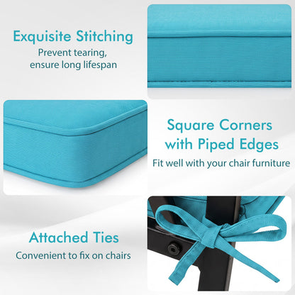 Outdoor Chair Cushions set of 4 teal waterproof olefin 20x20 DirectDeals with attached ties on Tampa Home & Garden Store