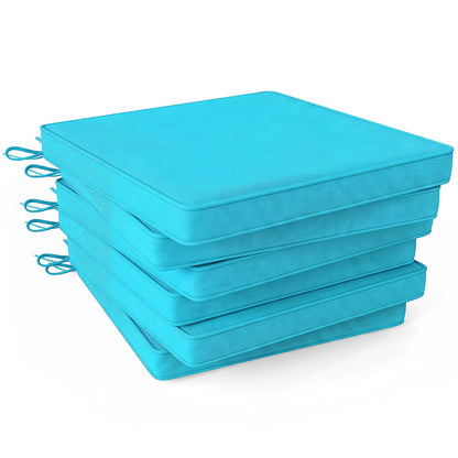 Outdoor Chair Cushions set of 6 DirectDeals, waterproof olefin 20x20 turquoise cushions with ties on Tampa Home & Garden Store
