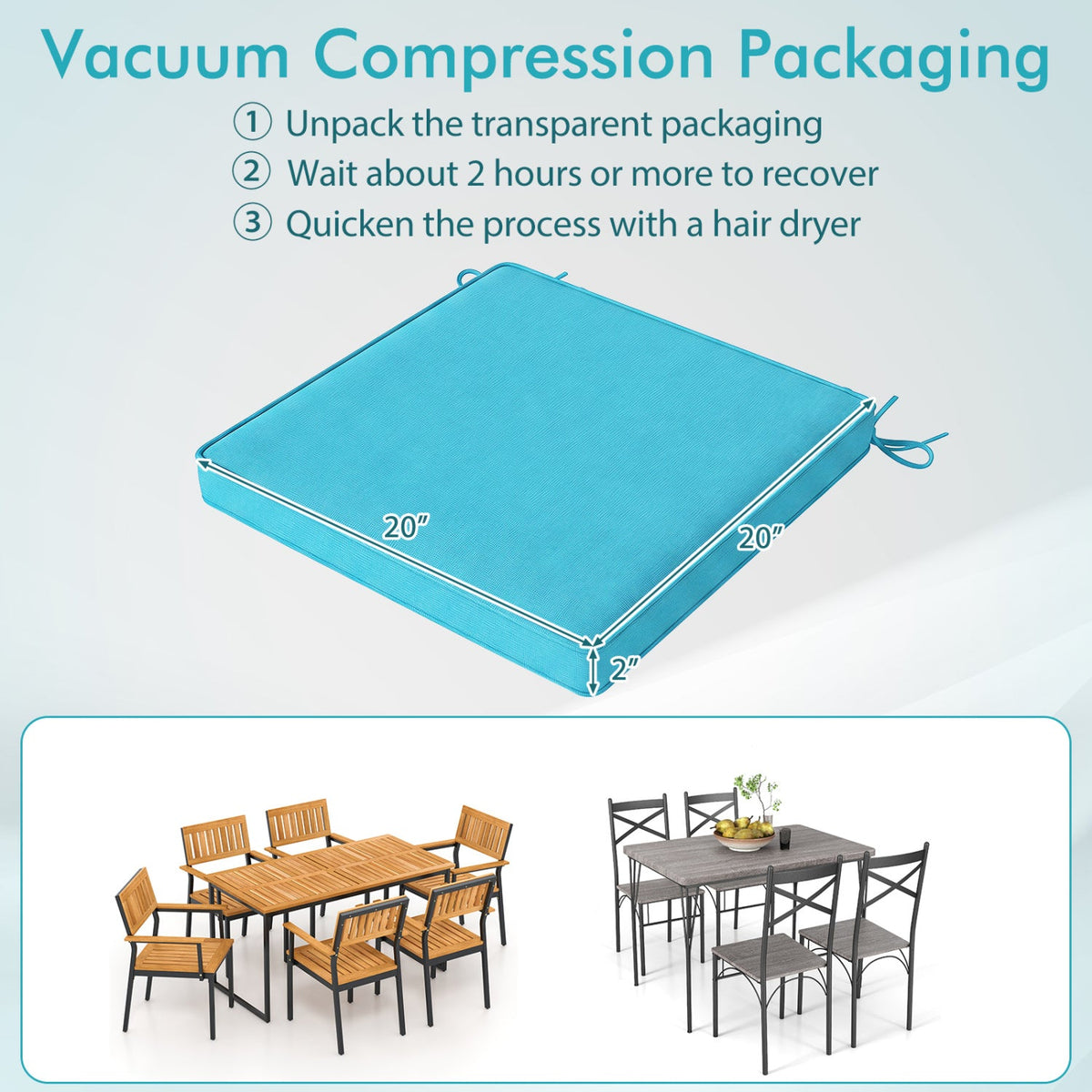 Outdoor chair cushions set of 6 waterproof olefin 20x20in 2in thick DirectDeals on Tampa Home & Garden Store