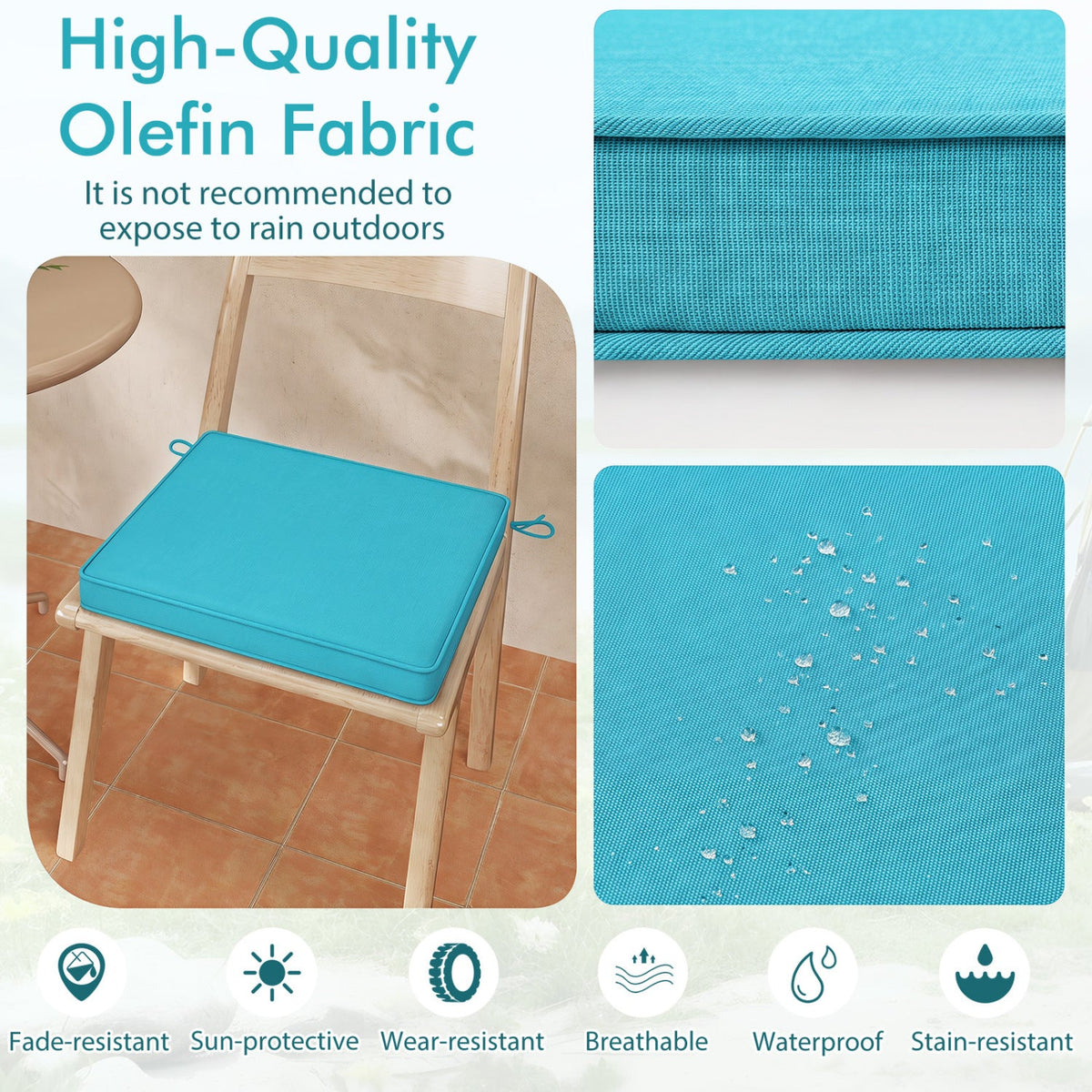 DirectDeals outdoor chair cushions set of 6, 20x20 inch turquoise olefin, waterproof on Tampa Home & Garden Store