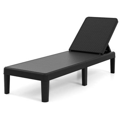 Outdoor Chaise Lounger Chair with Waterproof Rattan Textured PP Surface and 330 lbs Capacity-Brown