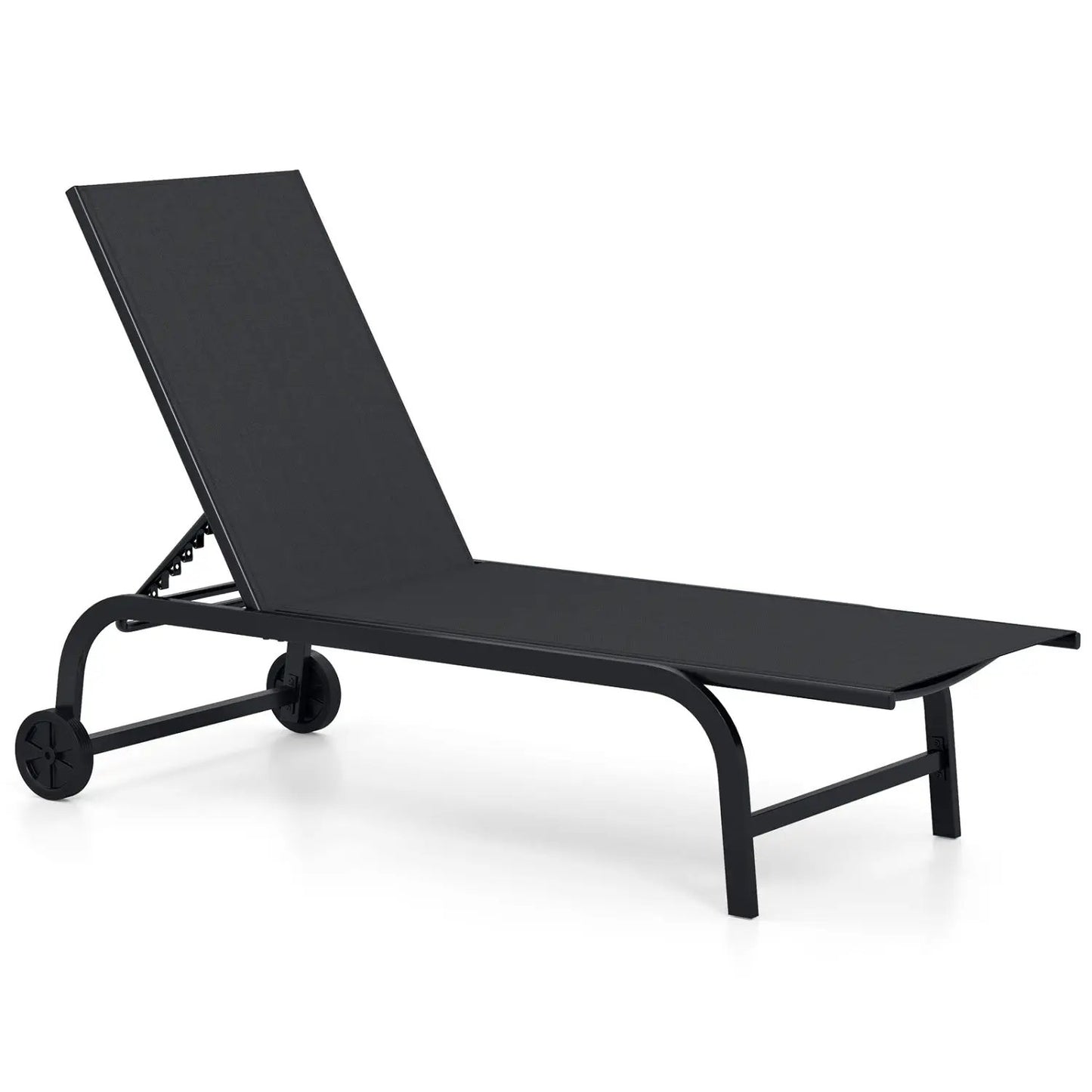 Outdoor Chaise Lounge Chair with Wheels and Frame