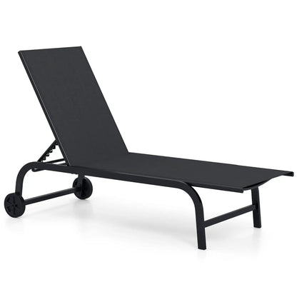 Outdoor Chaise Lounge Chair with Wheels and Frame