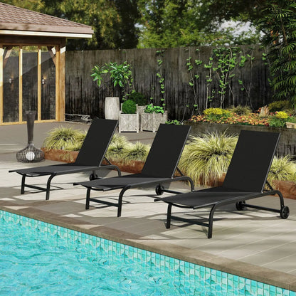 Outdoor Chaise Lounge Chair with Wheels and Frame