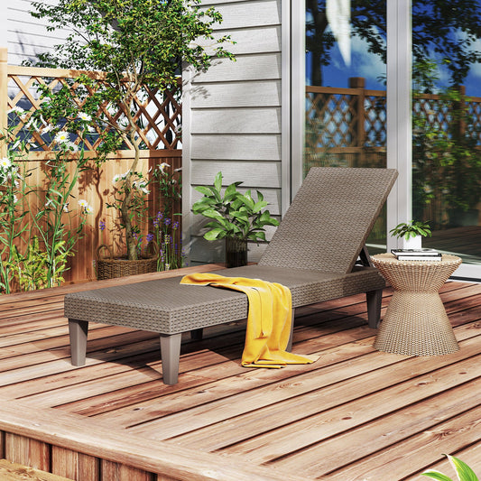 Outdoor Chaise Lounger Chair with Waterproof Rattan Textured PP Surface and 330 lbs Capacity-Brown - Tampa Home & Garden Store