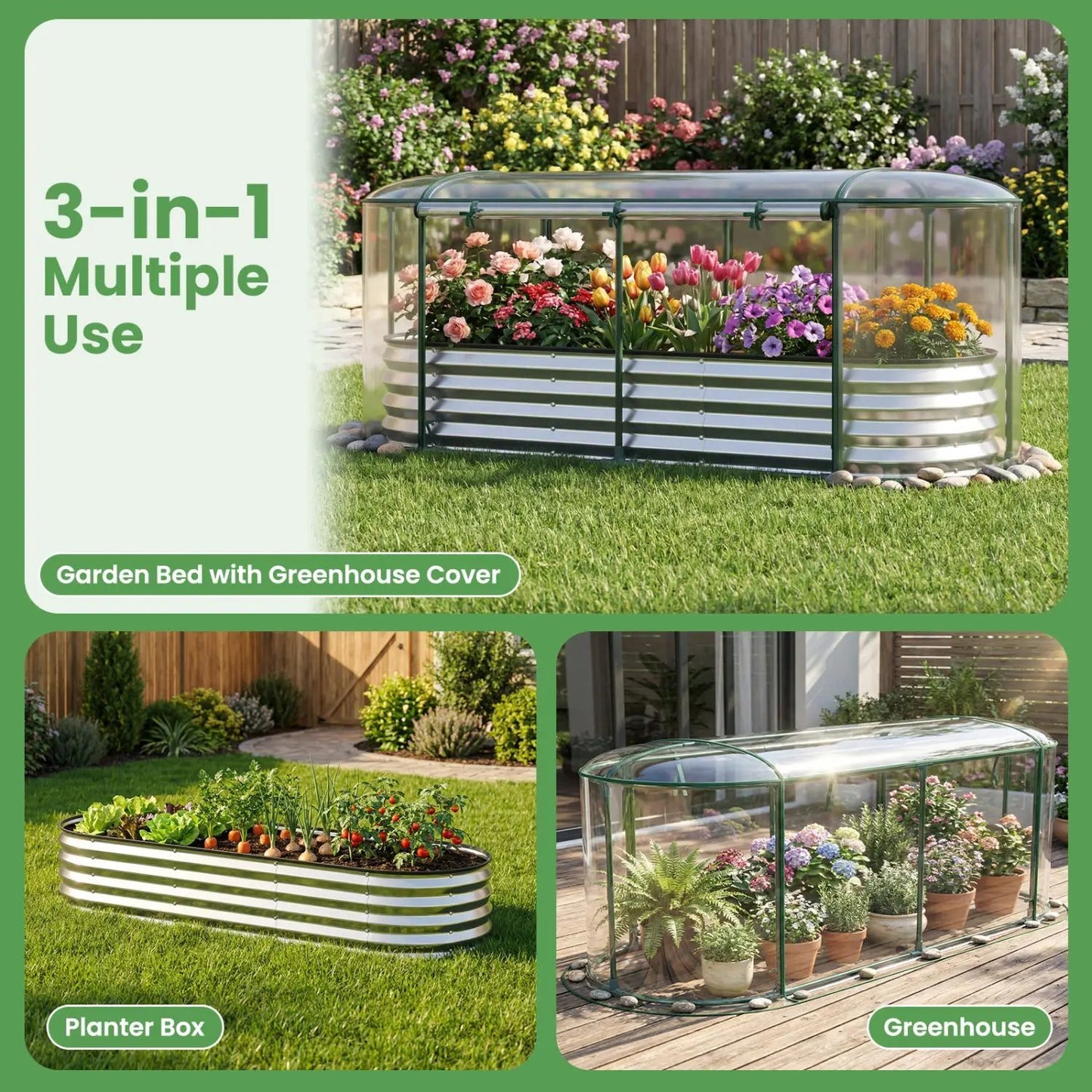Outdoor Color Steel Raised Garden Bed With Cover