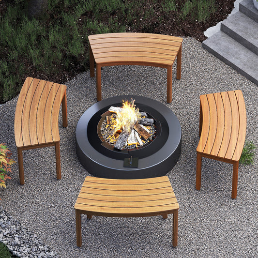 Outdoor Curved Acacia Wood Bench Set of 2/3/4 for Front Porch - Tampa Home & Garden Store