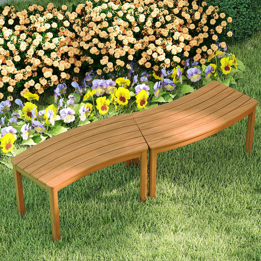 Outdoor Curved Acacia Wood Bench Set of 2/3/4 for Front Porch - Tampa Home & Garden Store
