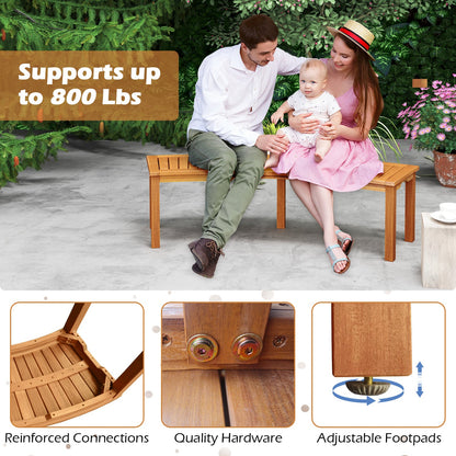 Outdoor Curved Acacia Wood Fire Pit Bench with Slatted Seat-1 Piece