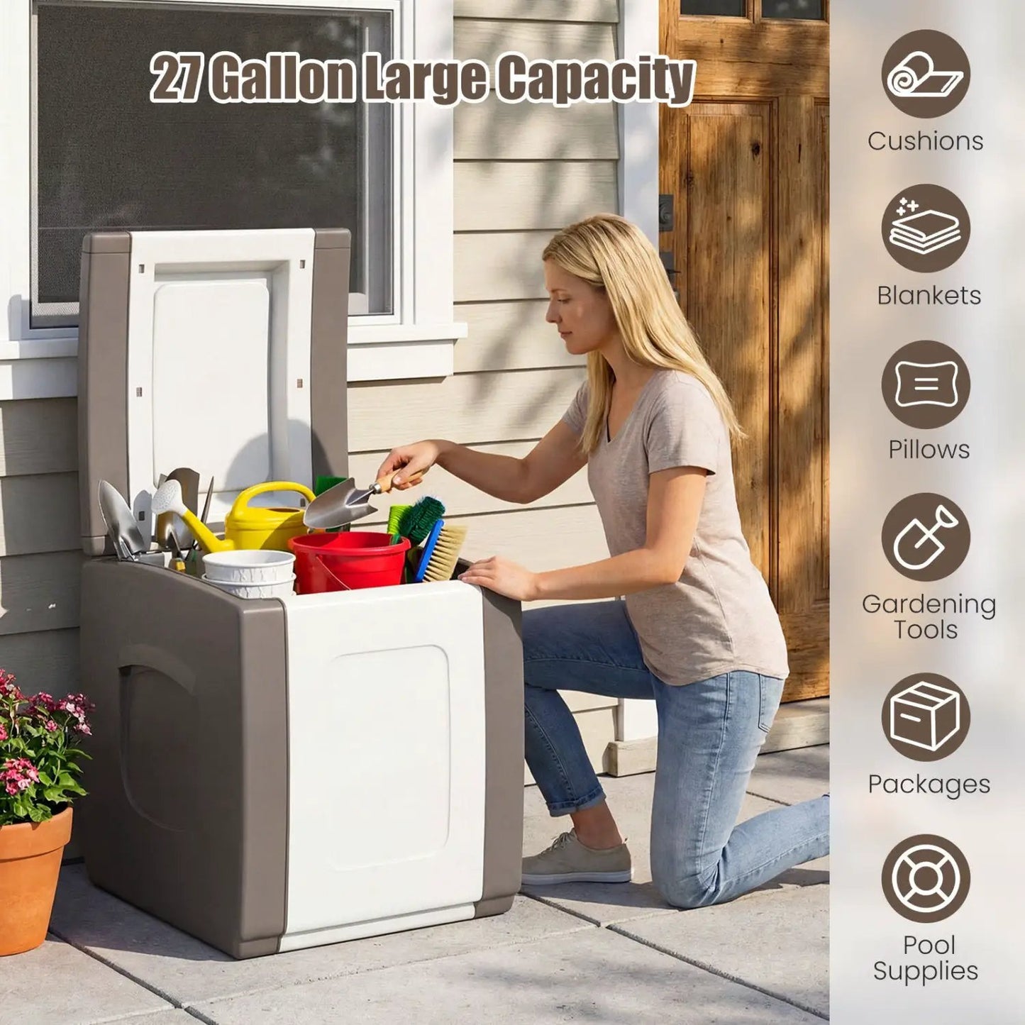 Outdoor Deck Box with Lid for Packages Storage