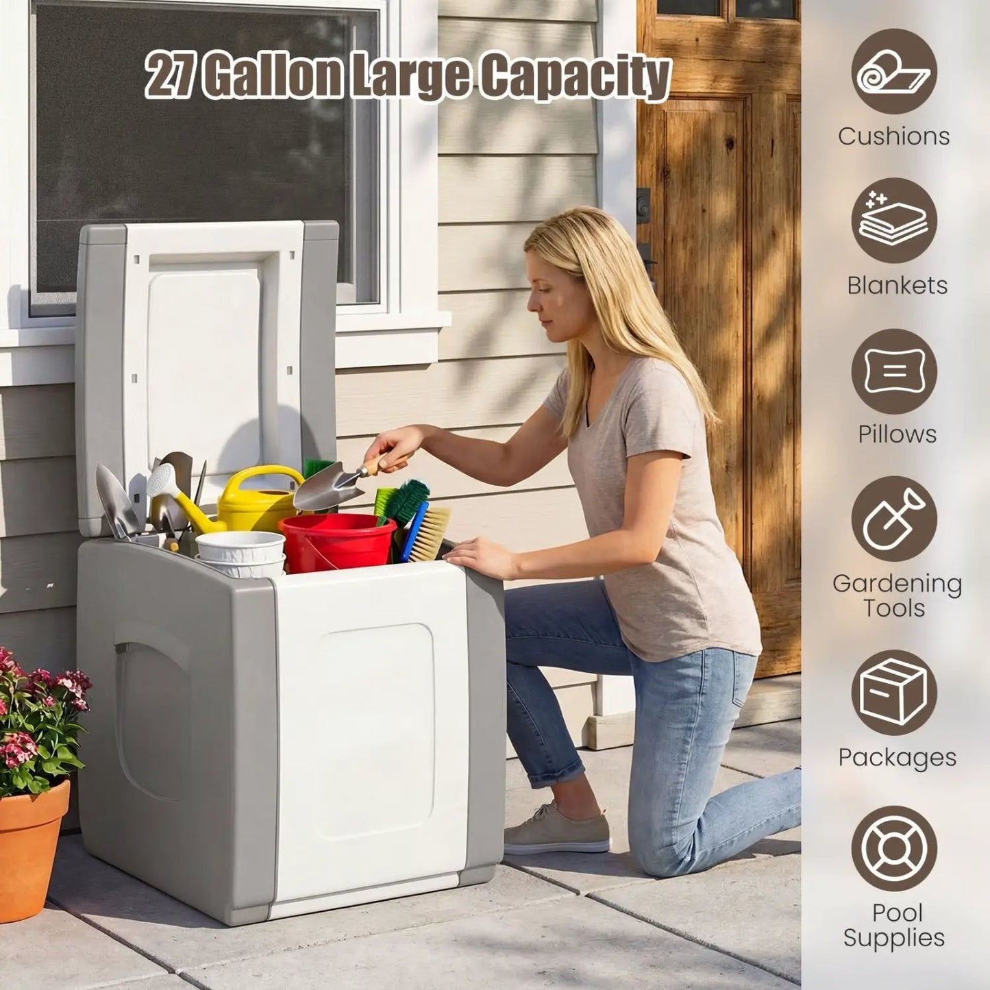 Outdoor Deck Box with Lid for Packages Storage