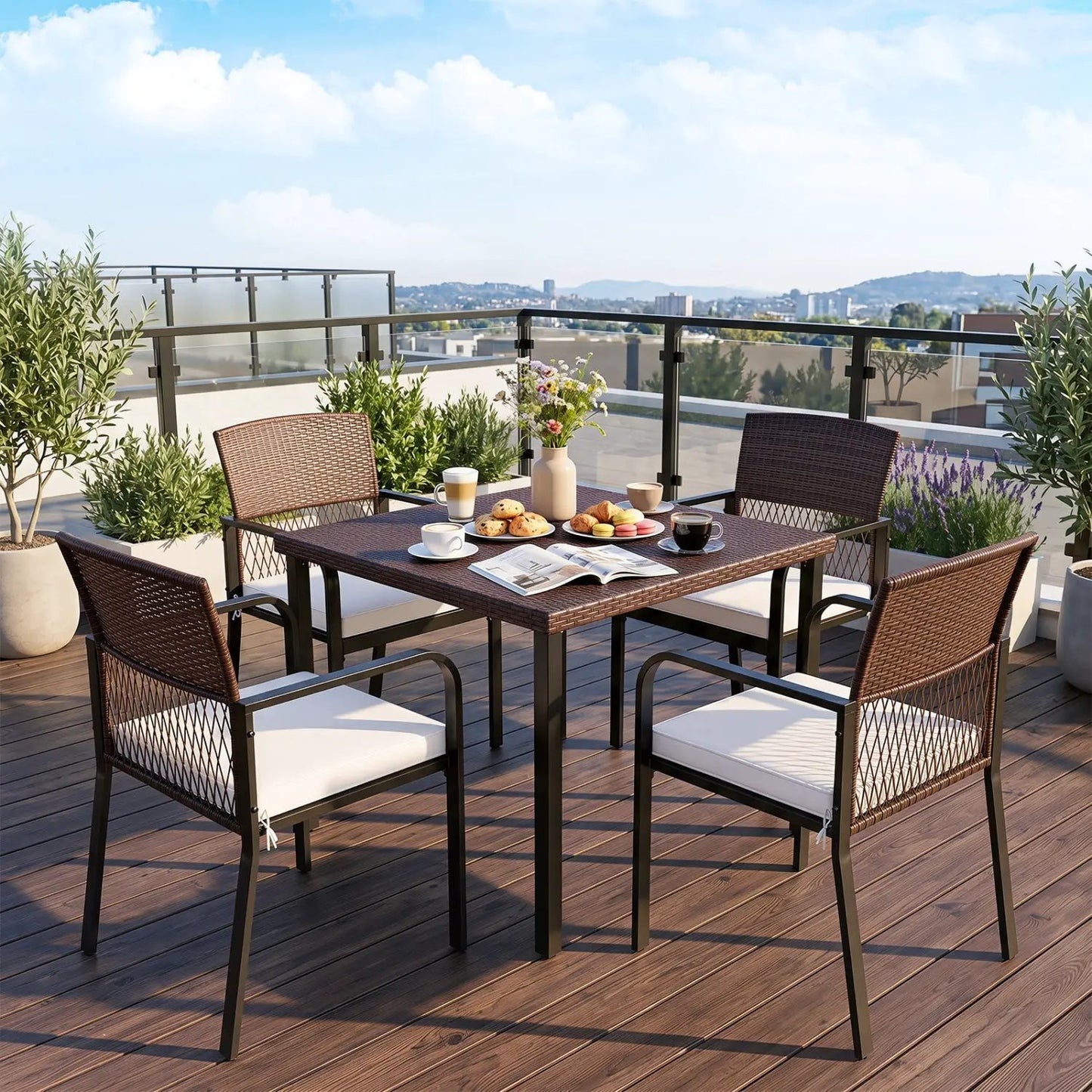 Patio Dining Chairs Set of 4 With Cushions