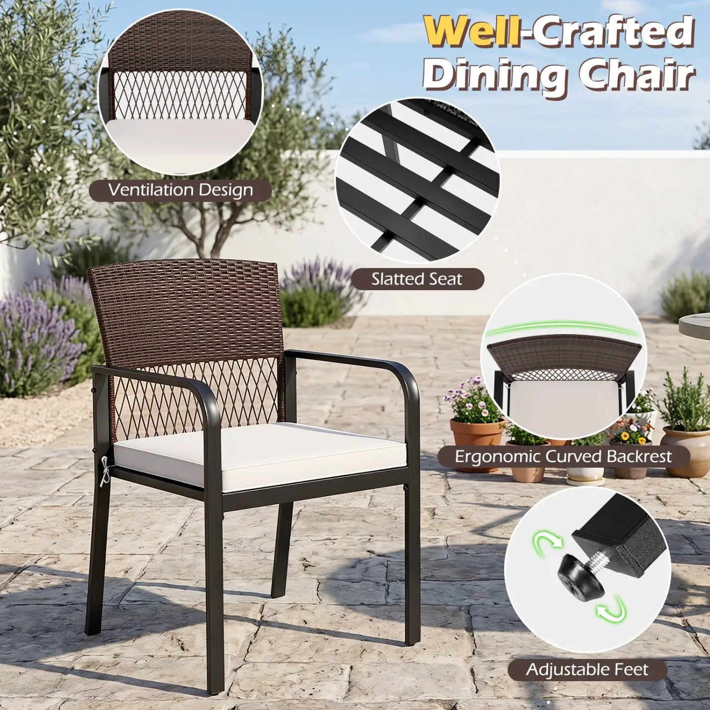 Patio Dining Chairs Set of 4 With Cushions
