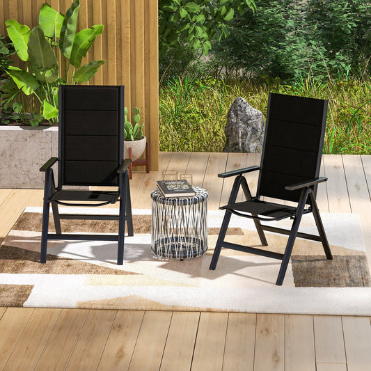 Outdoor Dining Chair with Soft Padded Seat and 7-Position Adjustable Backrest-Black - Tampa Home & Garden Store