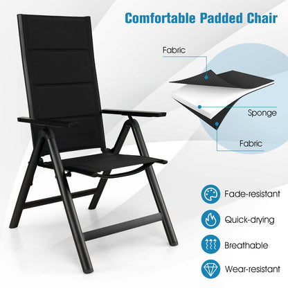 Sillón de Exterior con Asiento Acolchado Suave y Respaldo Ajustable en 7 Posiciones - Negro