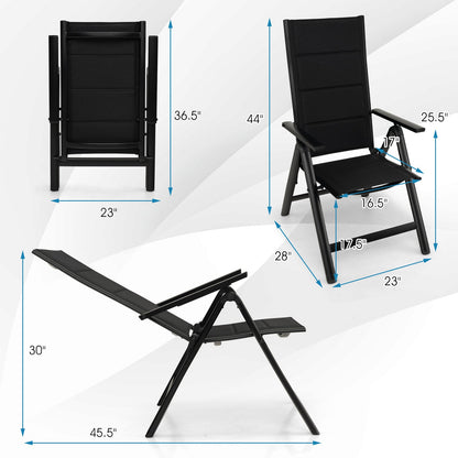 Sillón de Exterior con Asiento Acolchado Suave y Respaldo Ajustable en 7 Posiciones - Negro