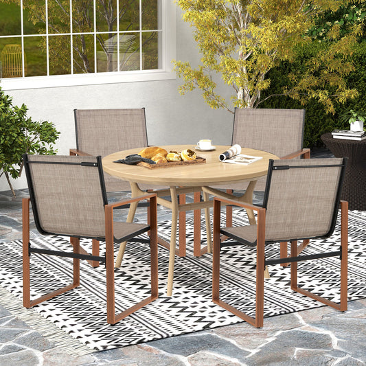 Outdoor Dining Chairs with Breathable Seat and Backrest Set of 2-Brown - Tampa Home & Garden Store
