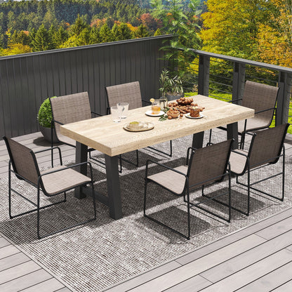 Juego de 2 sillas de comedor para exterior con asiento y respaldo transpirables para patio - Marrón