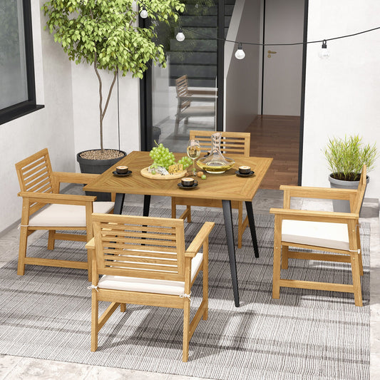 4-Person Acacia Wood Outdoor Dining Table for Garden Poolside and Backyard - Tampa Home & Garden Store