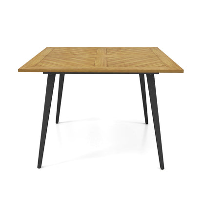 4-Person Acacia Wood Outdoor Dining Table for Garden Poolside and Backyard