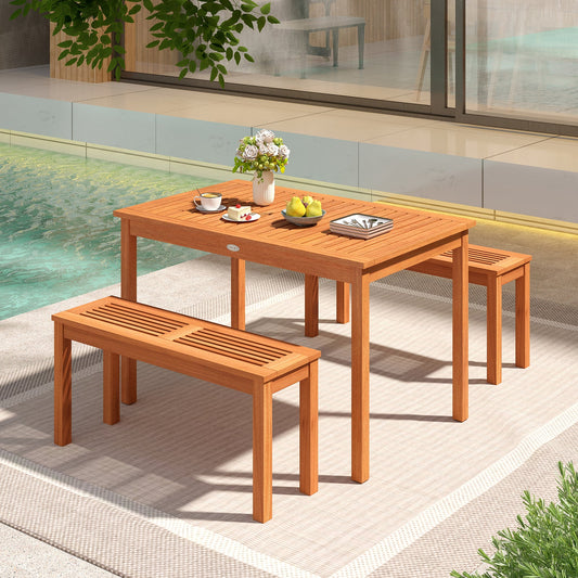 Outdoor Dining Table for 4-6 People 48 Inches Wood Rectangular Patio Table - Tampa Home & Garden Store