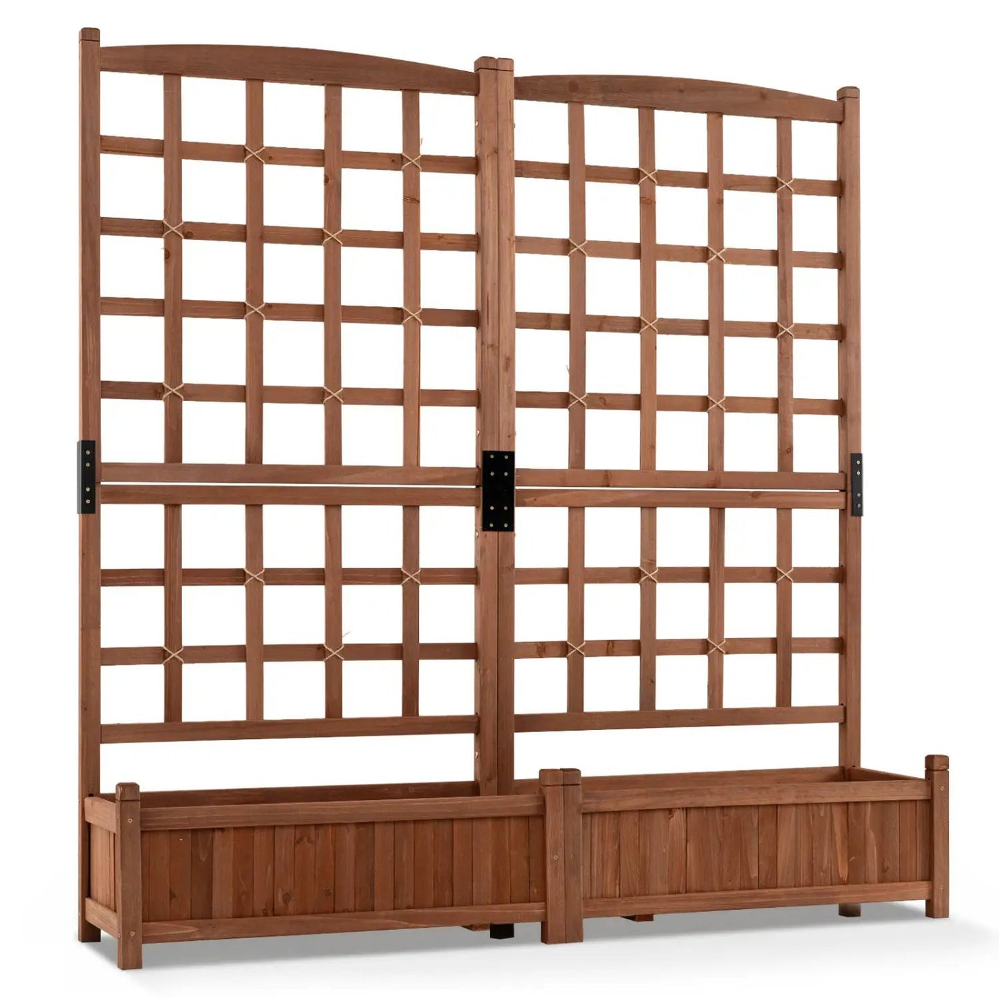 Dual Garden Bed With Trellis and Drainage Holes