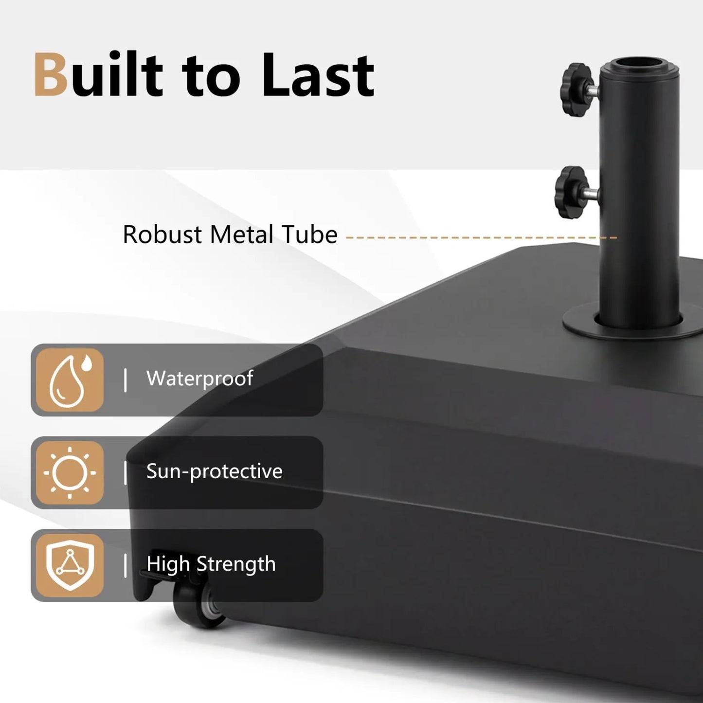 Fillable Umbrella Base with Wheels for Stability
