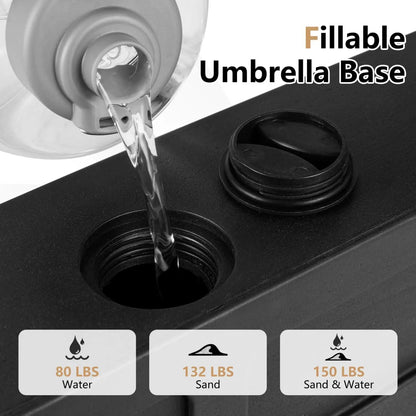 Fillable Umbrella Base with Wheels for Stability