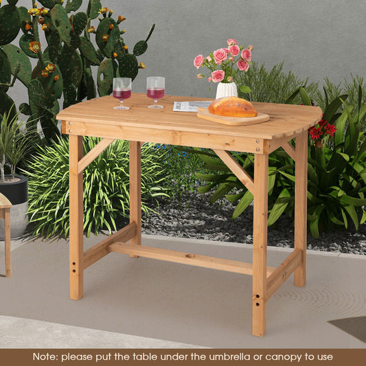 Outdoor Fir Wood Dining Table with 1.5 Inch Umbrella Hole - Tampa Home & Garden Store