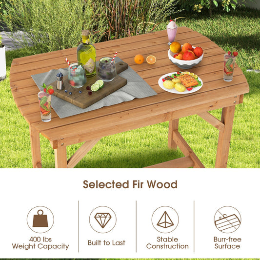 Outdoor Fir Wood Dining Table with 1.5 Inch Umbrella Hole - Tampa Home & Garden Store
