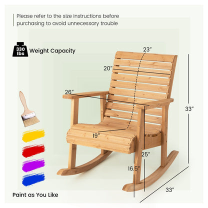 Outdoor Fir Wood Rocking Chair with High Backrest