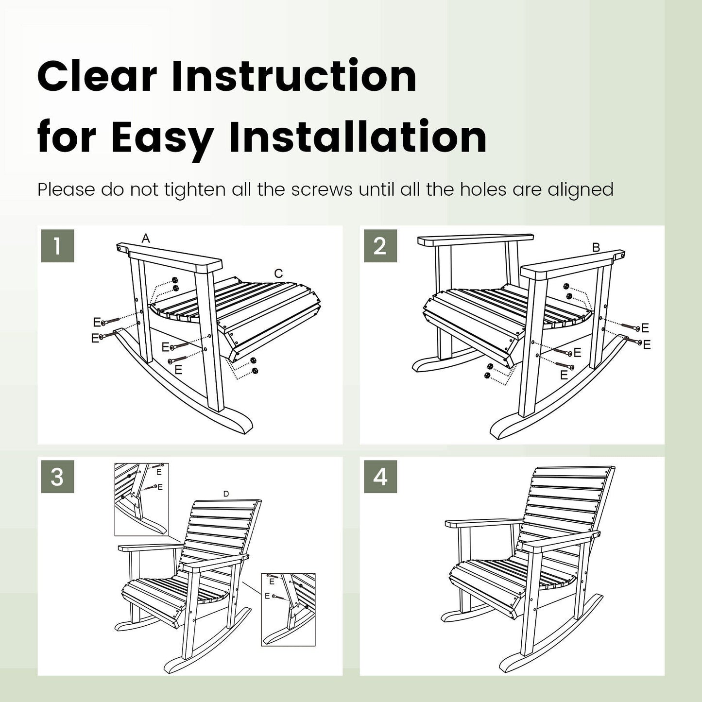 Outdoor Fir Wood Rocking Chair with High Backrest