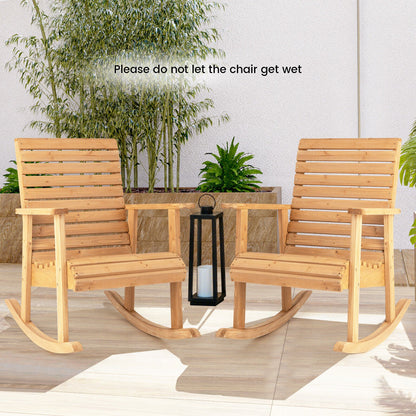 Outdoor Fir Wood Rocking Chair with High Backrest