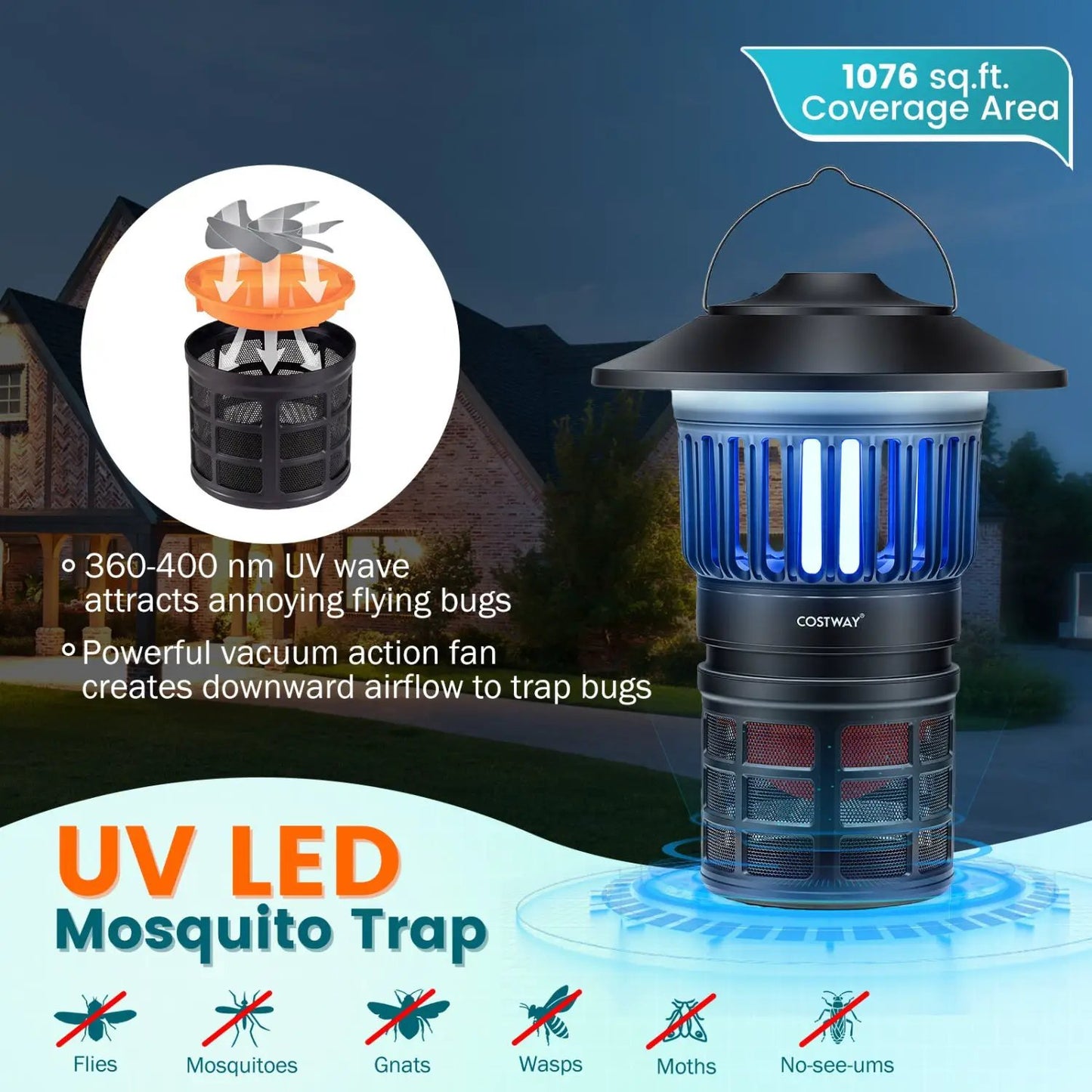 Outdoor Fly Trap With Light Rechargeable Catcher