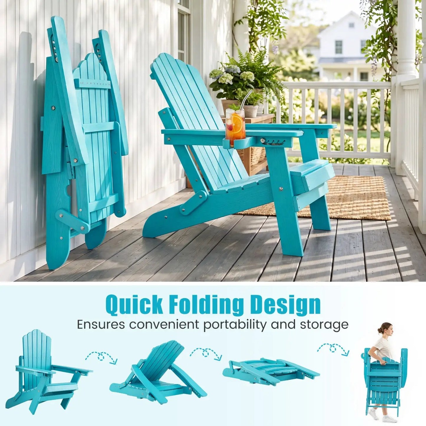 Folding Adirondack Chair With Cup Holder