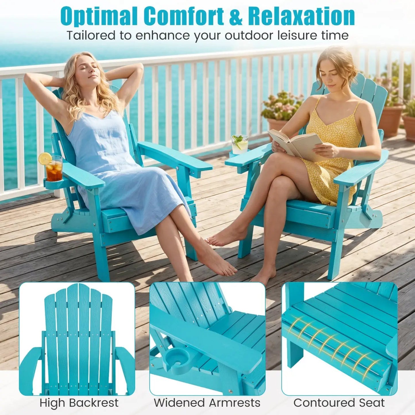 Folding Adirondack Chair With Cup Holder