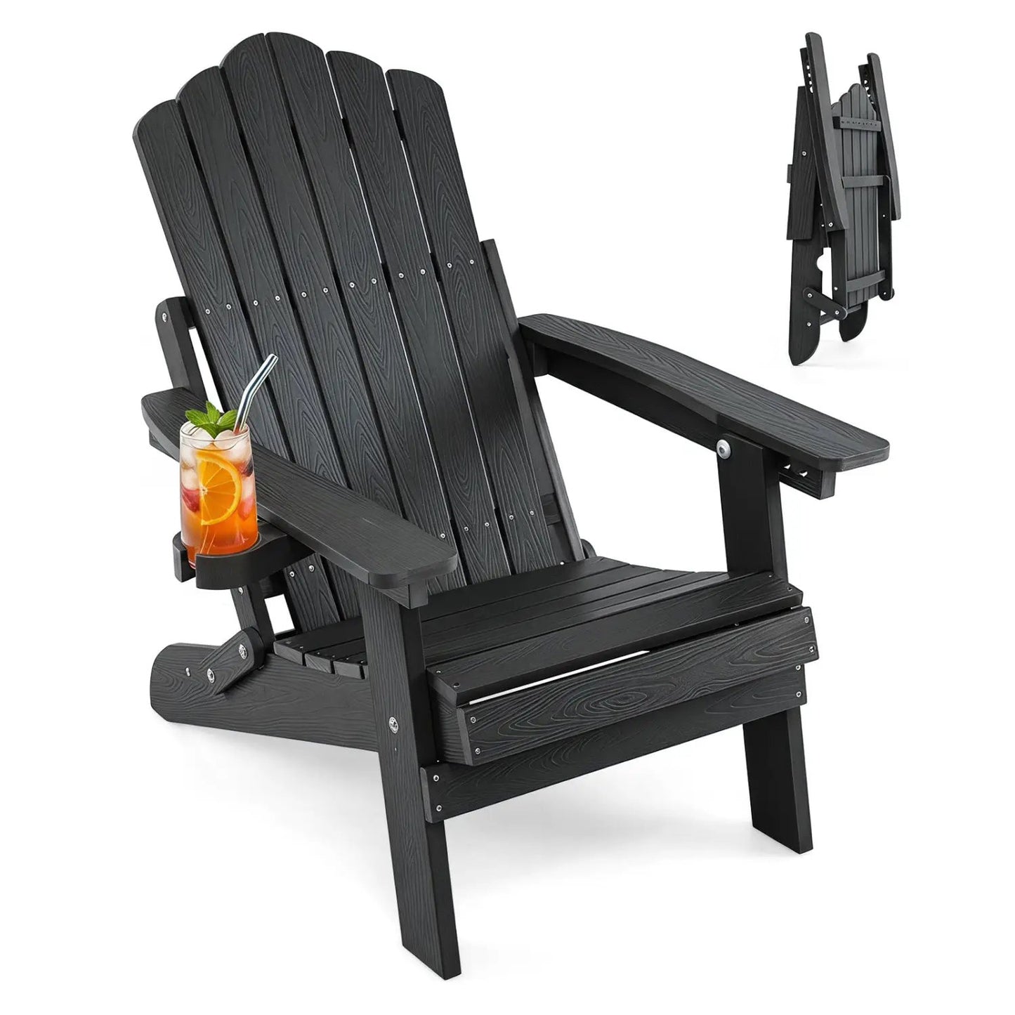 Folding Adirondack Chair With Cup Holder