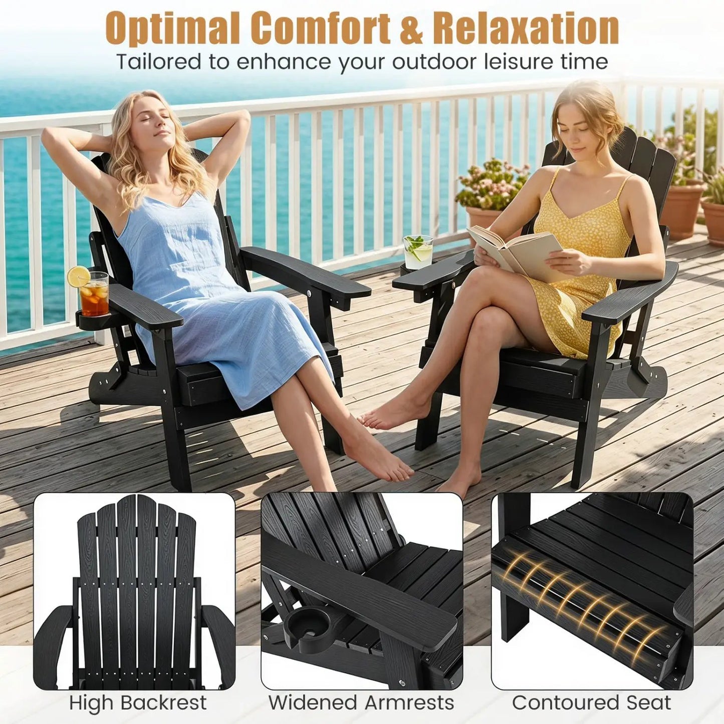 Folding Adirondack Chair With Cup Holder