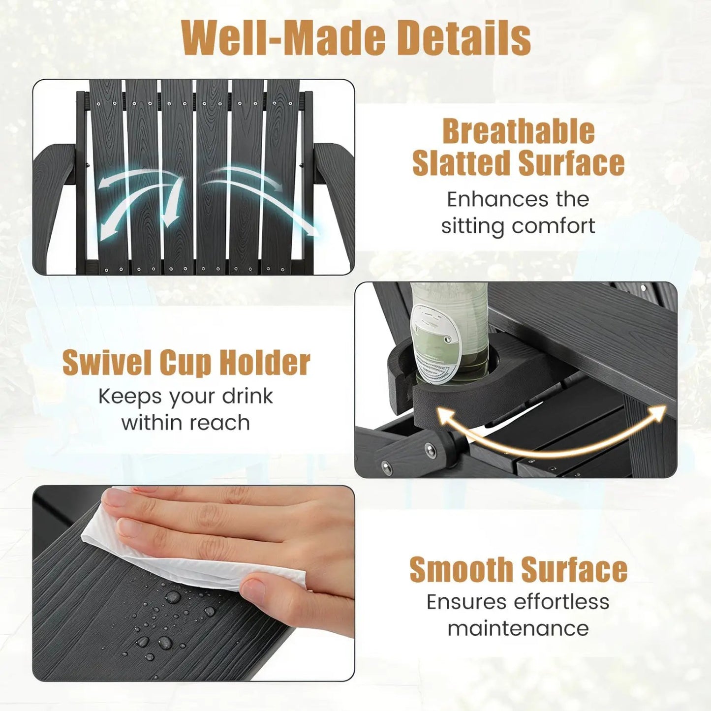 Folding Adirondack Chair With Cup Holder